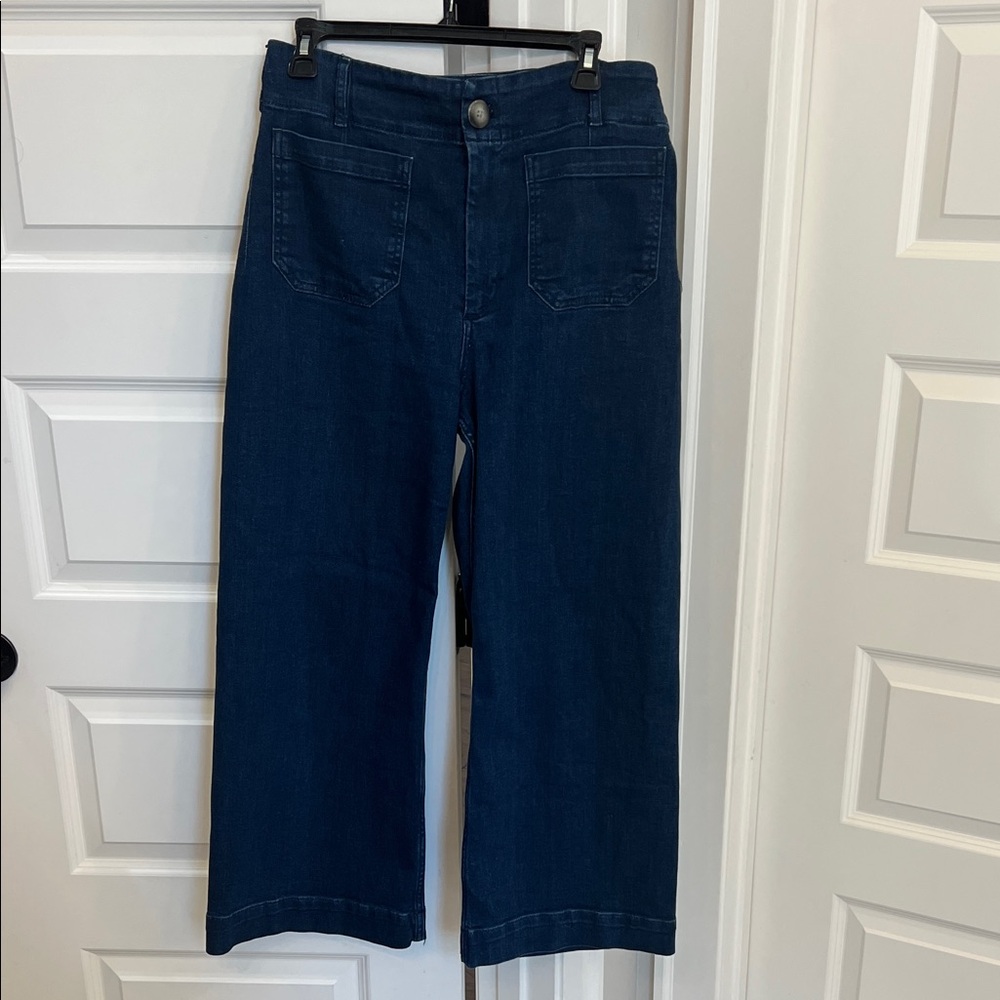 Anthropologie Colette Crop Wide-Leg Dark Blue Women's Jeans Size 29